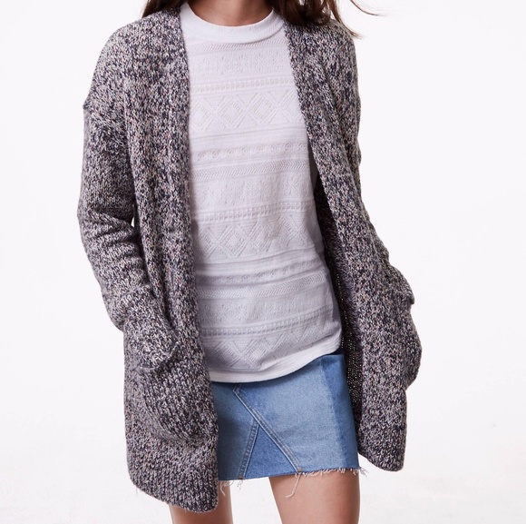LOFT Sweaters - LOFT Marled Patch Pocket Open Cardigan